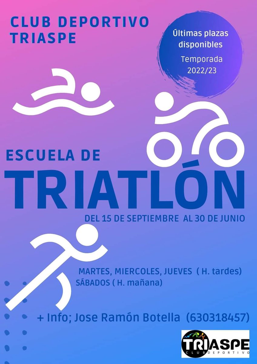 🏊‍♂️ 🏃‍♂️ 🚴‍♂️... aún estás a tiempo de pertenecer al Club Deportivo Triaspe