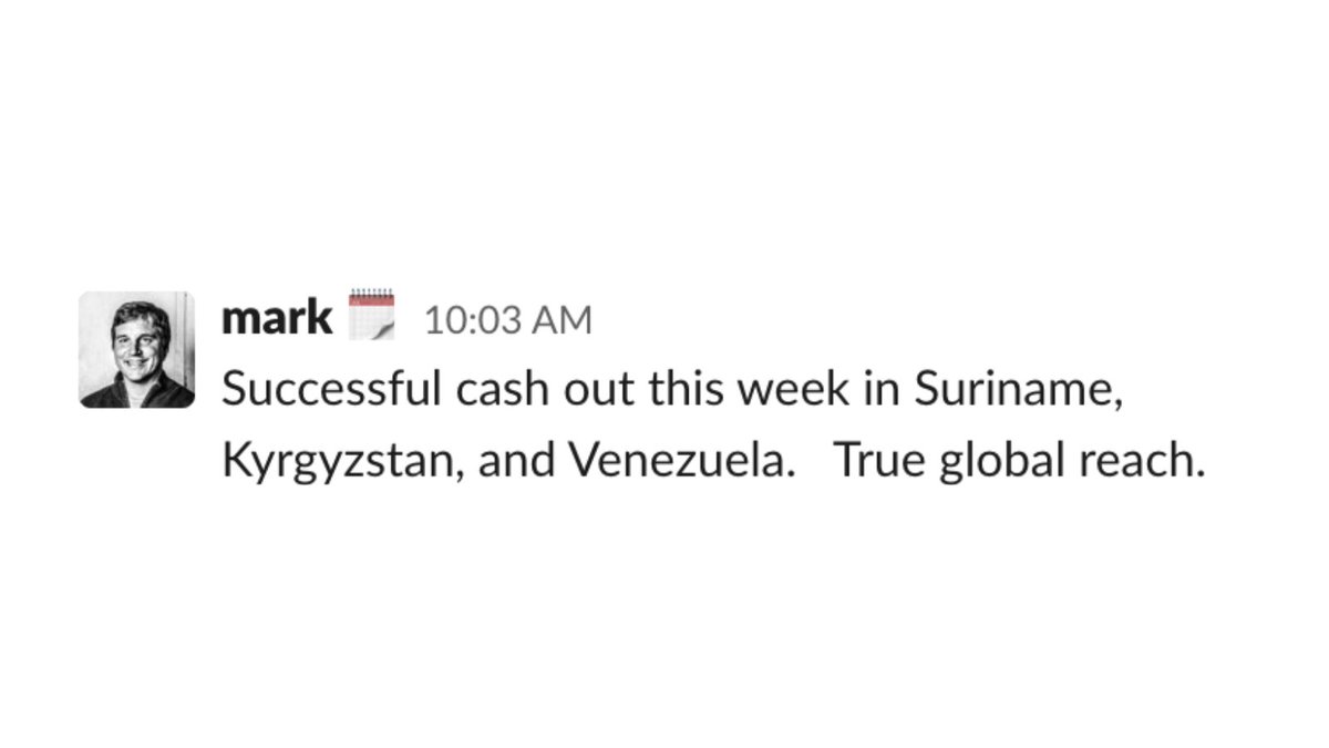 Sneak peek at our internal Slack with a <a href="/MoneyGram/">MoneyGram</a> status report from <a href="/markheynen/">Mark Heynen</a>. Happy Friday 😎