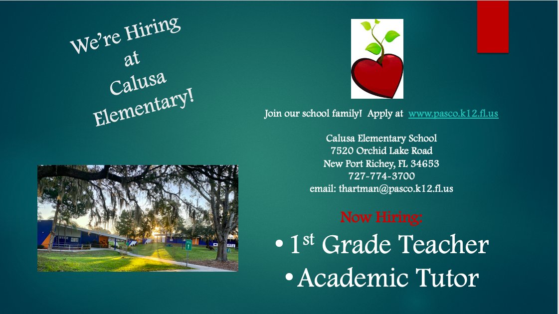 WE ARE HIRING! Join our amazing school family.  Come learn and grow with us. Reach out!   #CAESGrowingTogether 🌱
~1st Grade Teacher
~Academic Tutor