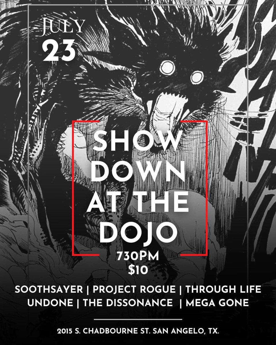 What’s up Twitter! We are new here and hope to reach more of you! 

We have a show tomorrow in San Angelo TX @ The Dojo

W/ <a href="/ProjectRogueTX/">ProjectRogue</a> 
Through Life
The Dissonance
Undone
&amp; Mega Gone