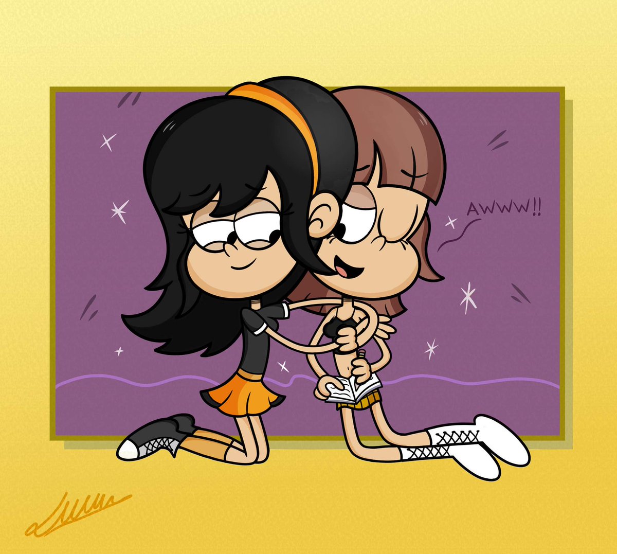 Gift for <a href="/DariusRD79/">Darius79</a> : D💜. Here Maya shares a big and lovely hug 🤗with one of her besties, Lidsie🧡🖤(his OC).
tkm!😊
#TheLoudHouse #TheLoudHousefanart #nickelodeon #cartoon #arte #MayaMichaels #comissionsopen #myart #fanart
