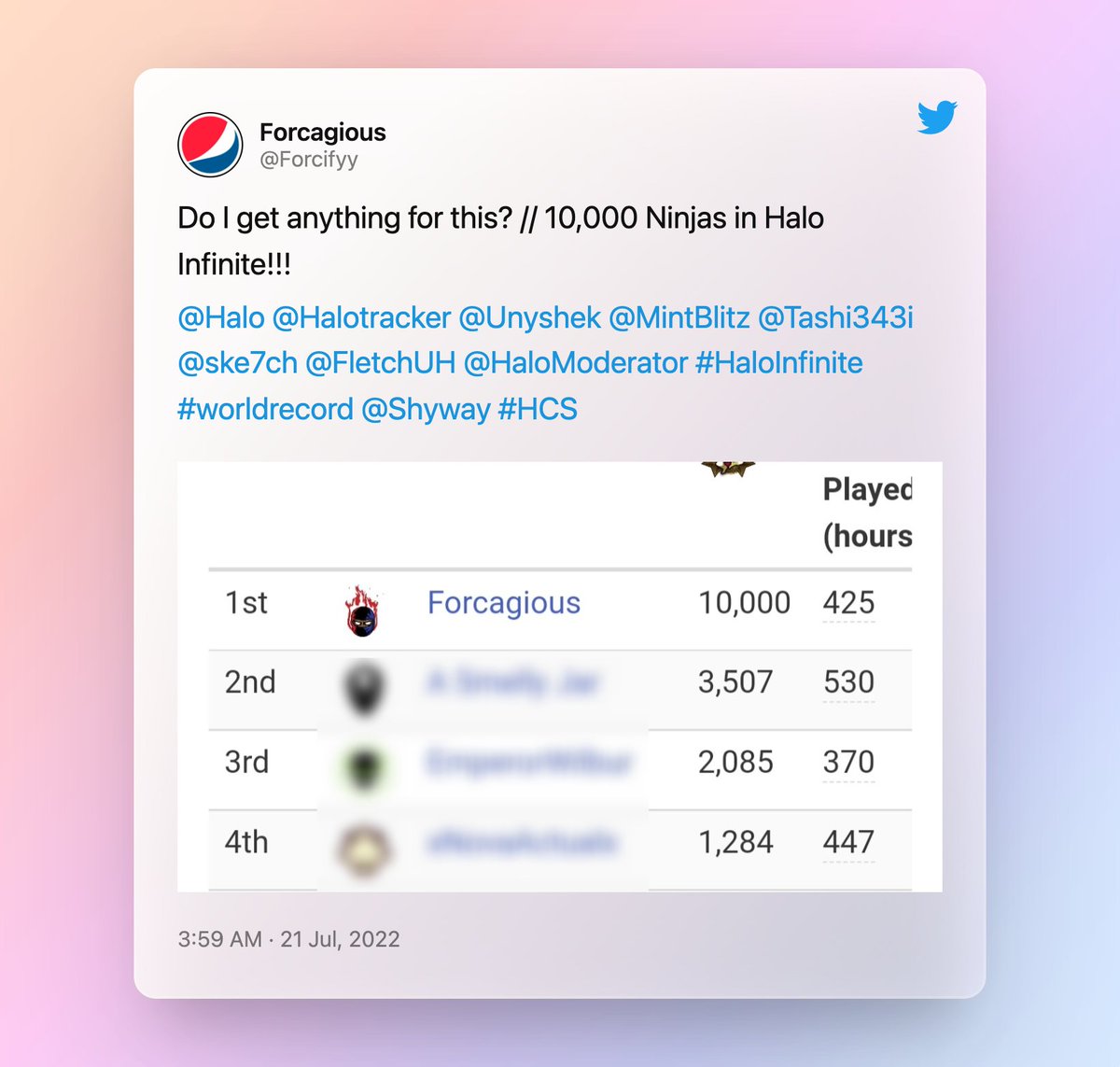 gruntdotapi's tweet photo. The most amazing thing about HaloDotAPI is seeing what the community can do when they have data at their disposal. Thanks to the power of our API you have Spartans like @forcagious forging their own narratives in-game and achieving insane feats like hitting 10,000 Ninja medals 🤯 https://t.co/g8hXGokYe0