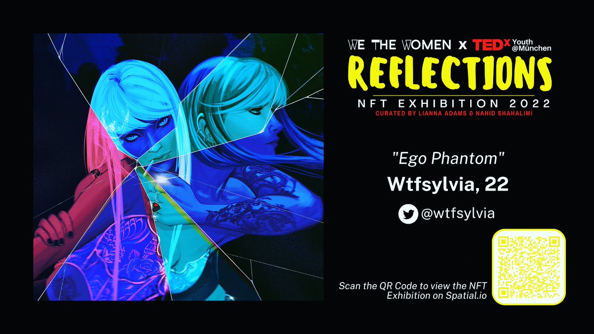 NShahalimi's tweet photo. CHECK OUT THE INCREDIBLE #NFTs  at the FIRST EVER for #tedxyouth 
Art by @wtfsylvia 

📍 @spatialxr

Scan the QR code and check out the show 
👇🏻👇👇🏿
@ParisHilton @EvaLongoria @ReeseW @SnoopDogg https://t.co/CoJ7yqDhR0