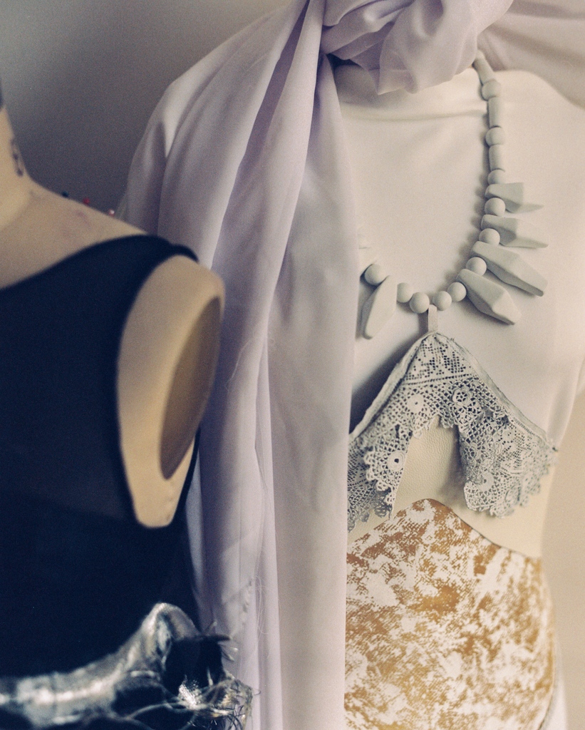 Studio view of "Greenhouse" to be worn by Lynn Pina <a href="/lynnpina/">Lynn Pina</a> and "Champ" to be worn by Chandra Hampton @champlifestyle ~ both of these women and their stories inspired me to make these pieces for them to wear on July 27! 
#kindredqueens #wearableart #girlsincdc #art #womenartist