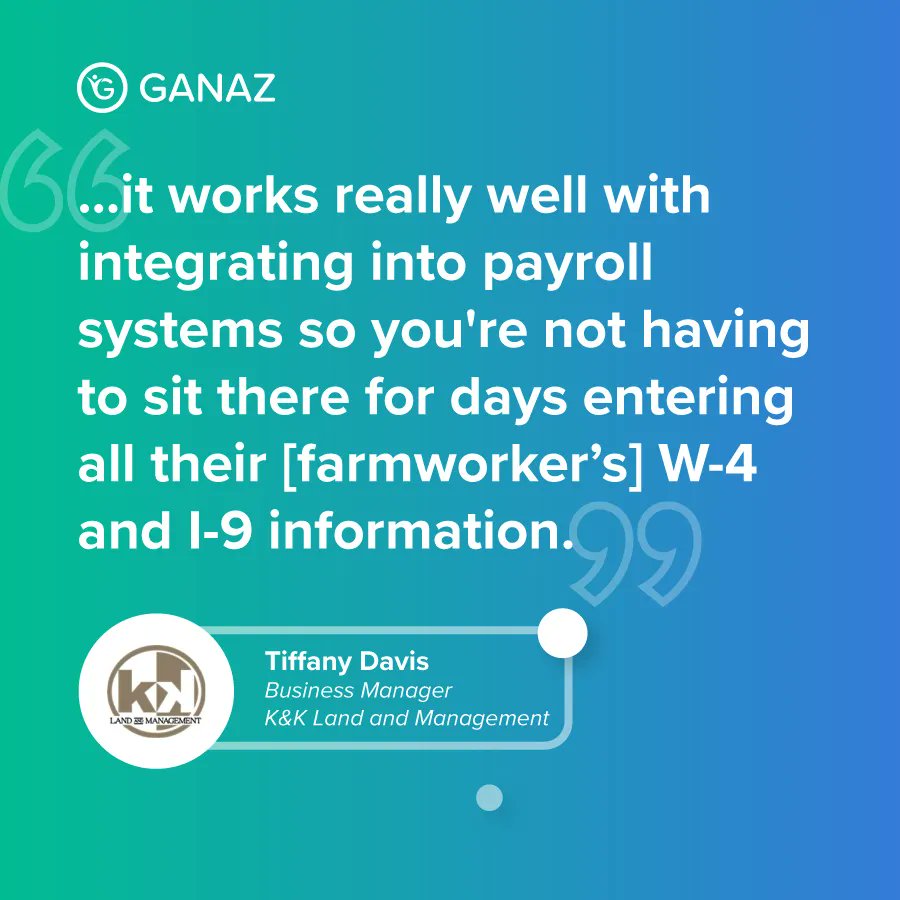 '...it works really well with integrating into payroll systems so you're not having to sit there for days entering all their [farmerker's] W-4 and I-9 information.'
- Tiffany Davis, Business Manager, K&K Land and Management
#customerreview #hrmanagementsoftware #agriculture