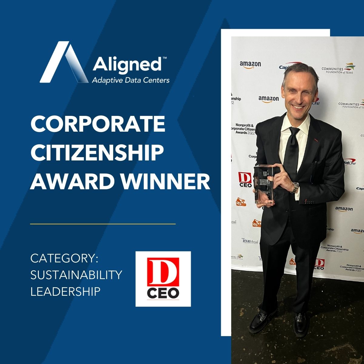 aligneddc's tweet image. We are proud to share that Aligned Data Centers has been named a winner in the "Sustainability Leadership' category in the @DCEOmagazine Corporate Citizenship 2022 awards. Thank you for the honor, @DCEOmagazine, and congratulations to #TeamAligned!