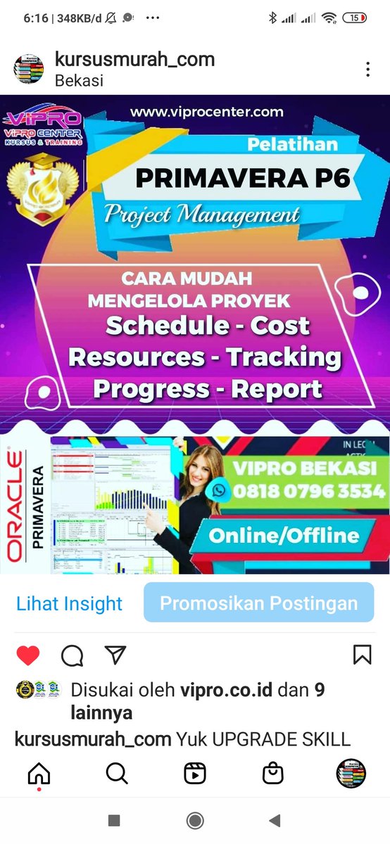 ViproId's tweet photo. Pelatihan PRIMAVERA P6 bisa Online maupun Offline Hubungi Vipro Center
#kotabekasi #pelatihanprimaverap6  #infokursus #infopelatihan #jakarta #kontraktor #konstruksi #tempatpelatihan #tekniksipil #anakteknik #fakultasteknik #jakataselatan #jakartapusat #kalimantan #surabaya https://t.co/BVgKjO3o2t