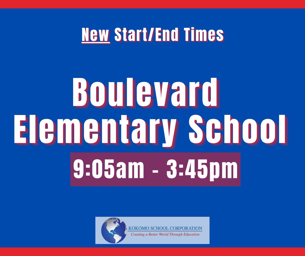 Boulevard_STEM's tweet photo. Don't forget, here are the NEW Start and End Times for our STUDENT day at Boulevard for THIS school year. Preschool times will remain the same (8:15-3:15 for all day or 8:15-11:15 / 1215-315 for half day). #STEMdogs https://t.co/VLzIHxjcfL