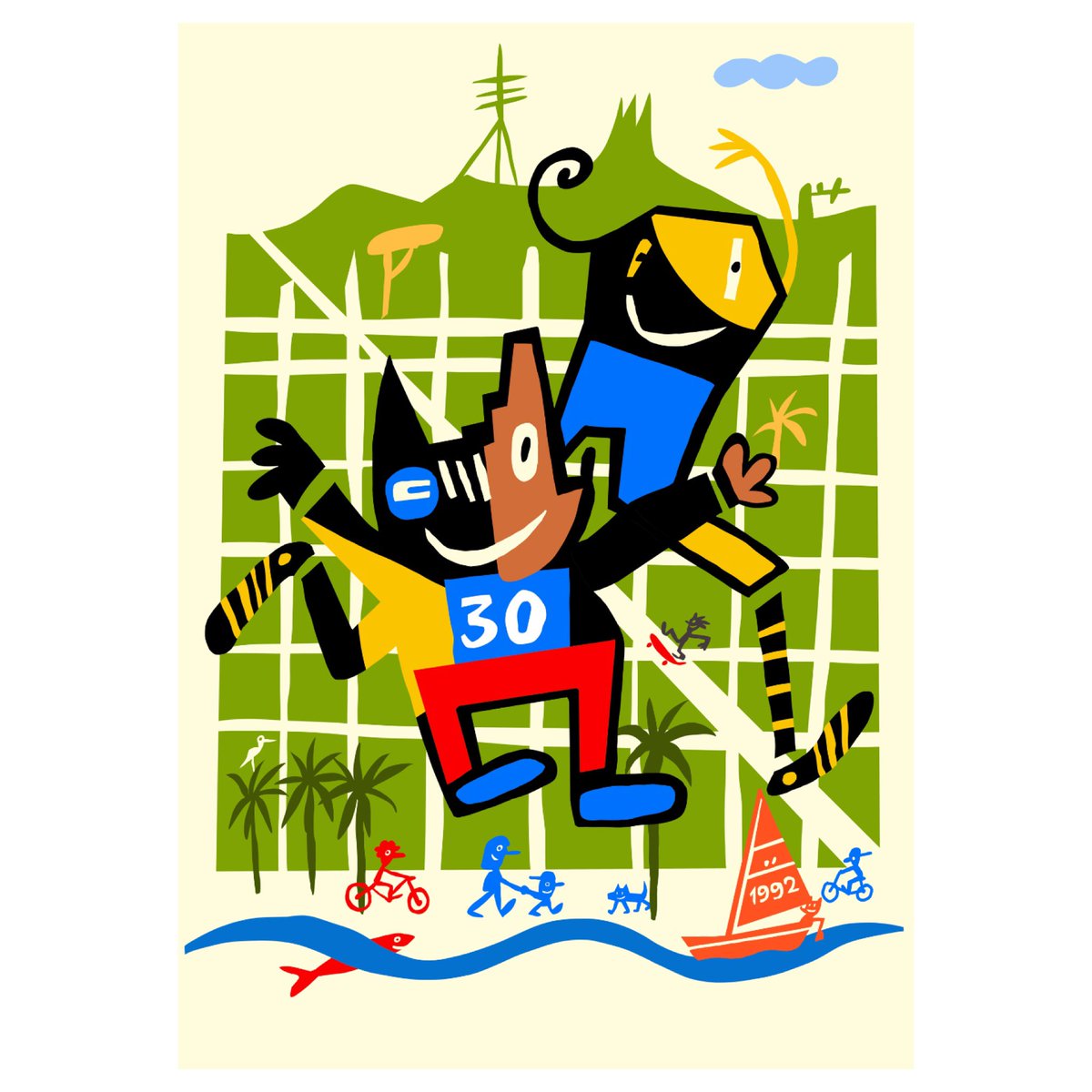 Ilustración para celebrar el 30 aniversario de los Juegos Olímpicos en Barcelona #petra #cobi #barcelona