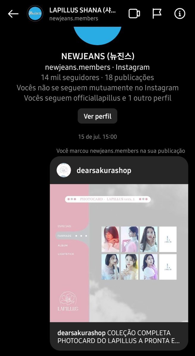 DearSakuraShop's tweet photo. Com certeza o instagram deu bug, mandou o post para a dm do NJ como se tivéssemos marcado elas. Mas não foi bem assim e nem parece nos marcados do grupo. https://t.co/poy2kmfULz
