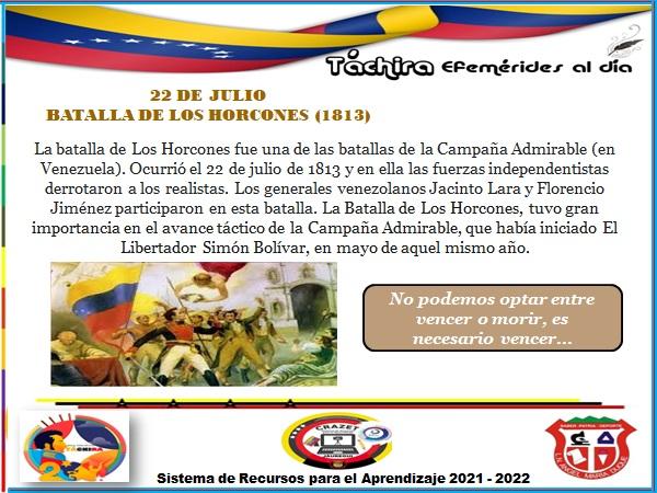 #22Julio Batalla de los Horcones (1813) "Es necesario siempre Vencer". Desde el <a href="/lnamd1968/">LNAMD1968</a> Estado #Tachira Municipio #Jauregui La Grita
@MPPEDUCACION 
<a href="/FreddyBernal/">Freddy Bernal</a> 
@ZonaEducTachira 
<a href="/Berzabethg1/">Berzabethgandicaoficial</a> 
<a href="/carloschaconlg/">Juan Carlos Chacon</a> 
<a href="/Crazet2011/">Crazet2011</a> 
<a href="/CRAJAUREGUI2/">CRAJAUREGUI</a>
@educ_jauregui