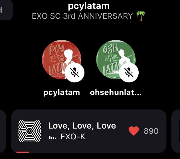 PCYLatam's tweet photo. [STREAMING PARTY ON STATIONHEAD]

#NowPlaying Love, Love, Love by #EXO in @STATIONHEAD
#3YearsWithEXOSC

¡Amamos!💓

Haz click en el enlace y únete:https://t.co/UMoT85UupA

#EXO_SC #CHANYEOL #SEHUN #엑소 #세훈 #weareoneEXO @weareoneEXO https://t.co/E3Y0UtJoqj