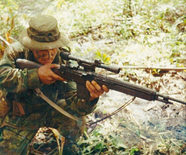 He's out on patrol for the infected he's already shot a clicker that got to close to the Fireflie's base of operation.