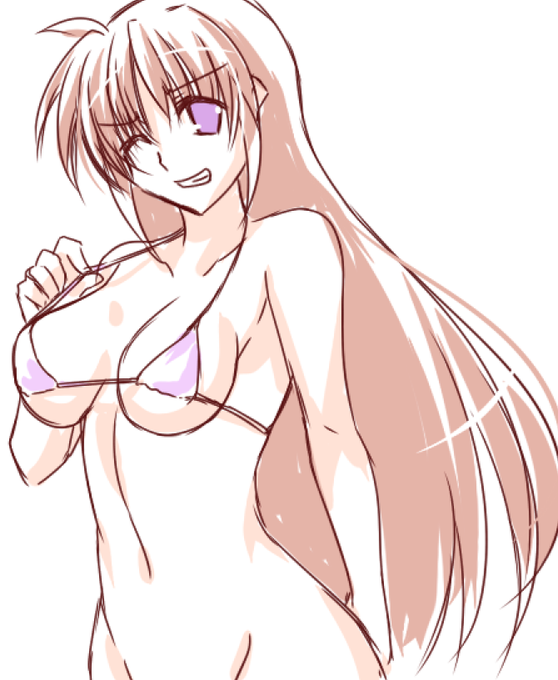 マイクロビキニで挑発してくるなのはさん落書き。
下…脱げてる 