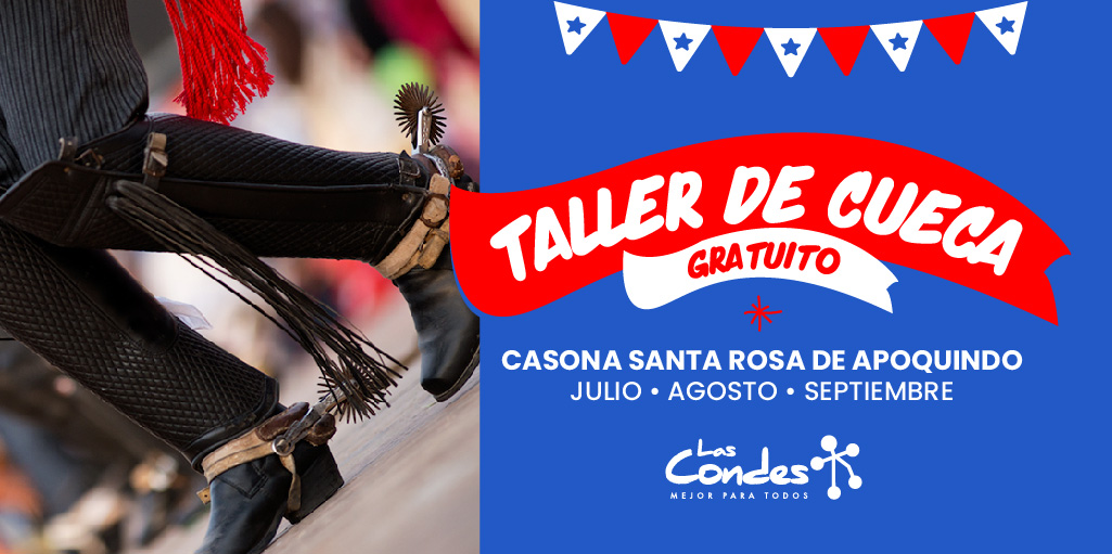 Inscripciones abiertas para el taller gratuito de nuestro baile nacional, la Cueca. 🇨🇱

📅 martes y jueves
⏰18:30 a 21:00 hrs
📍Casona Santa Rosa de Apoquindo

✅ Estadio Municipal
📍Paul Harris sur 701
📧recreacion@lascondes.cl
☎️2 2950 7927

#TarjetaVecino 
<a href="/LC_Decom/">Desarrollo Comunitario</a>