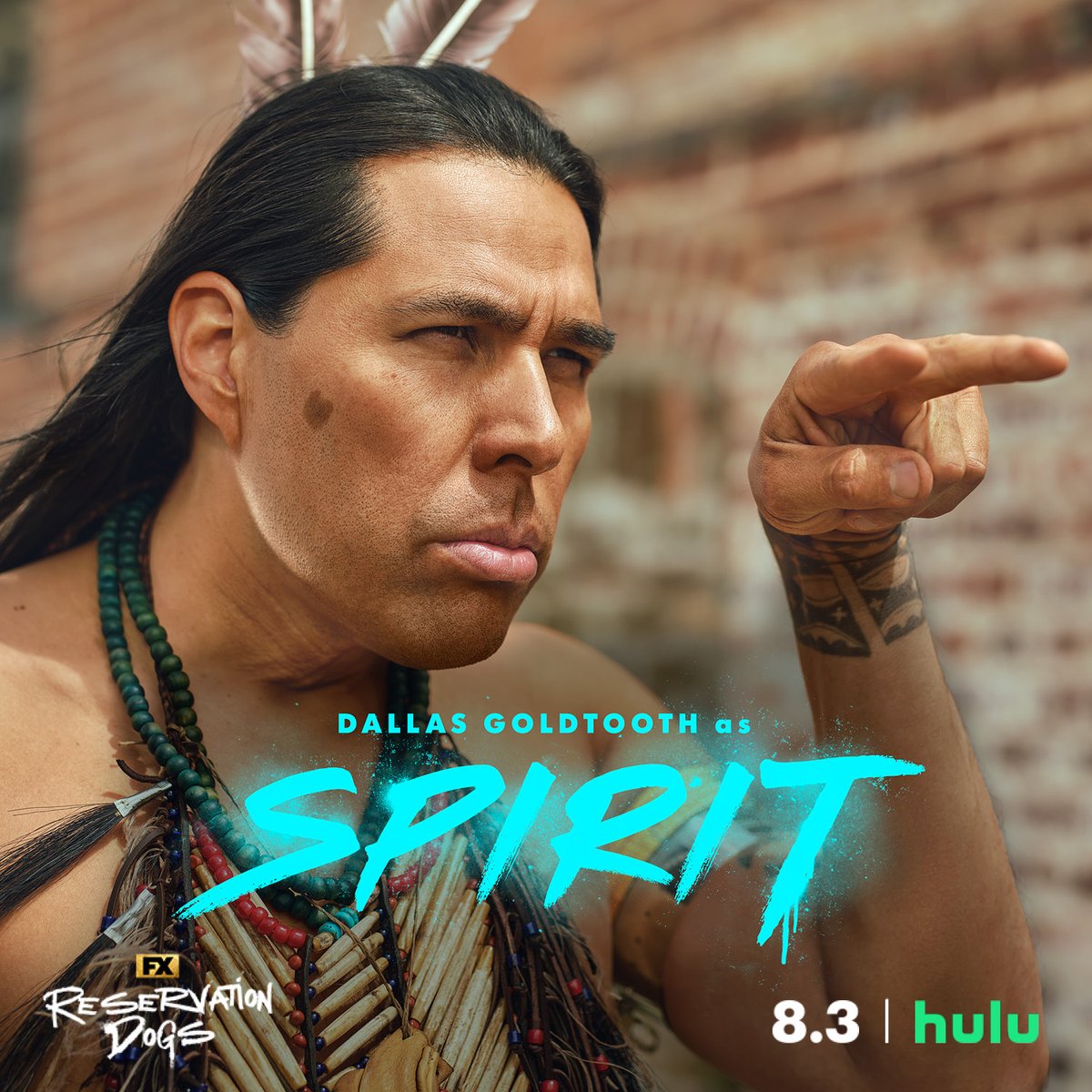 RezDogsFX's tweet photo. He kinda, sorta knows Crazy Horse. Dallas Goldtooth as Spirit. An all-new season of FX’s Reservation Dogs premieres 8/3. Only on Hulu. #ReservationDogs https://t.co/LJGgWzvzIM
