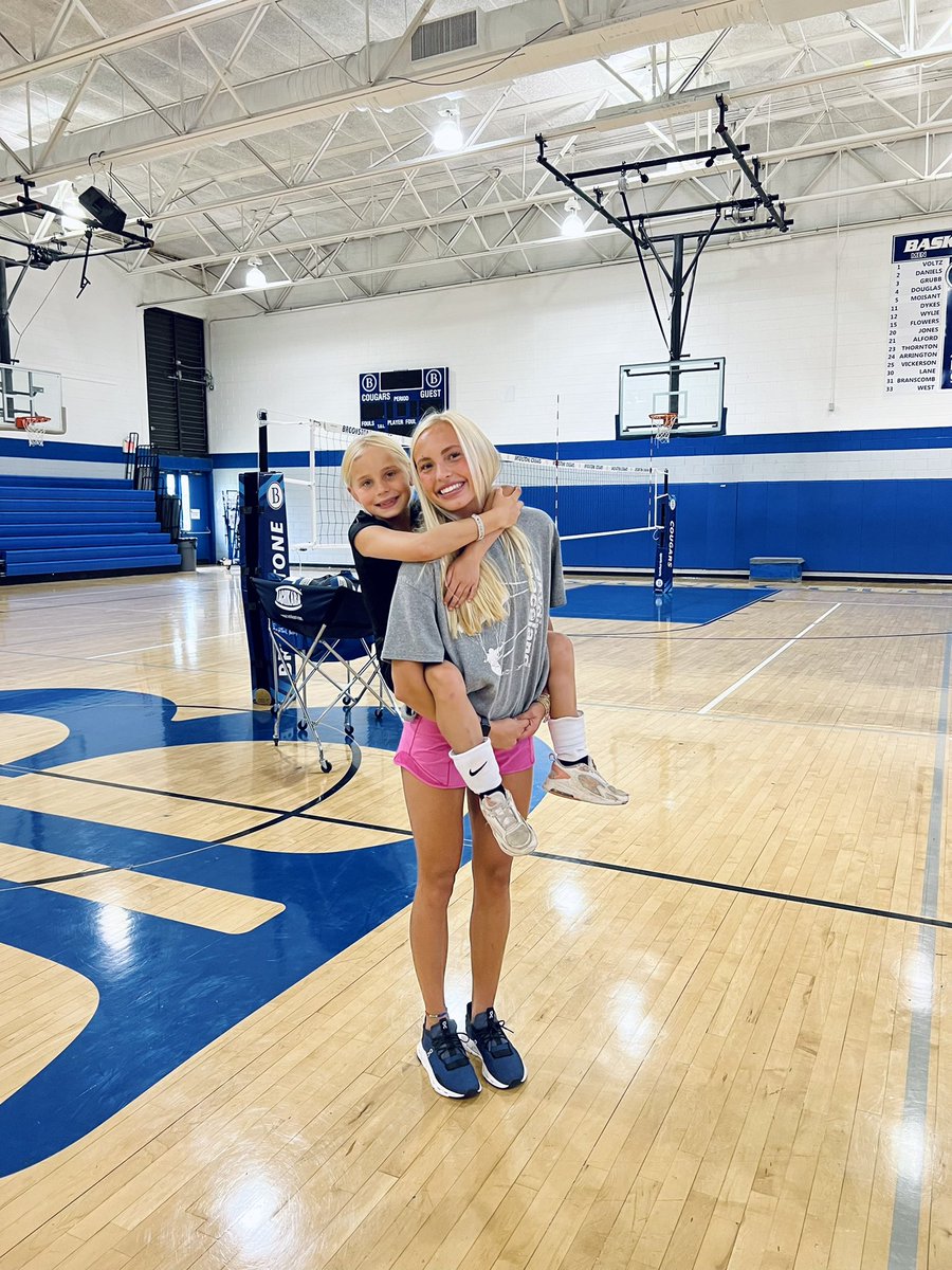 So glad <a href="/EvaSullivan04/">Eva</a> was able to coach at little sister’s <a href="/BrkstoneCougars/">Brookstone School</a> volleyball camp this week. Quality time before big sis heads to play at @wvsuvolleyball