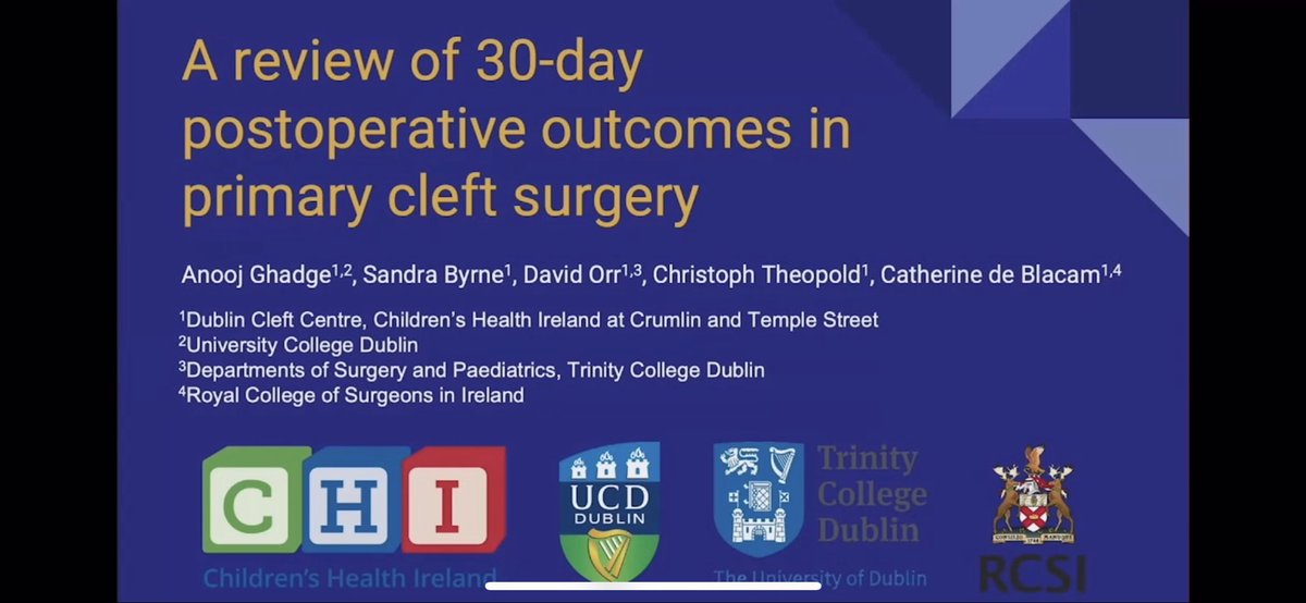Had an amazing time last week at the @EdinCleft2022 conference presenting our data about acute postoperative outcomes following primary cleft surgery. @CHIatCrumlin @Temple_Street. 🤓🤫
