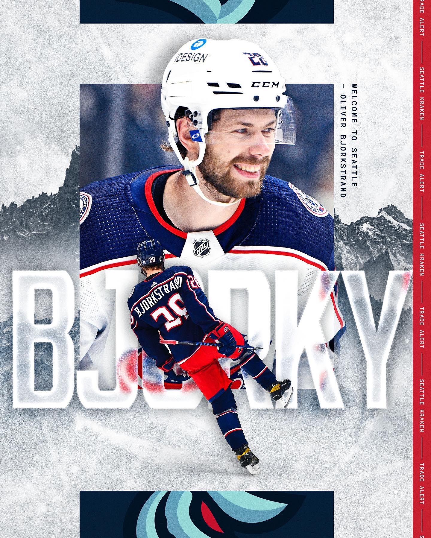 Oliver Bjorkstrand 22 Seattle Kraken hockey player glitch poster