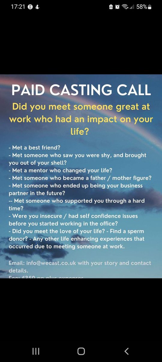 Chepfer's tweet image. Genuine Casting call, £350 if you get called up and filmed.