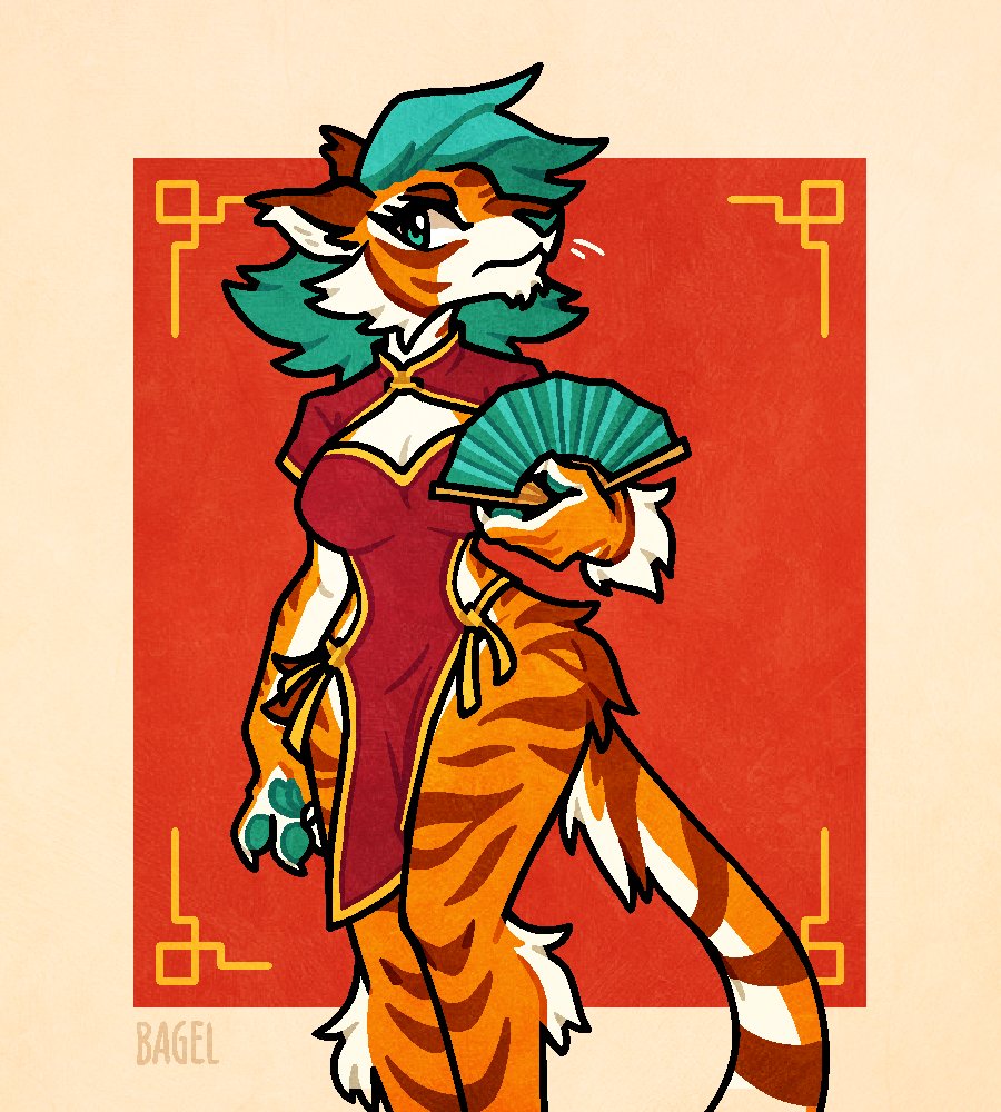 FlailingFox's tweet image. Gao Lao-hu in her favorite dress~
Art - @Bagelcollie