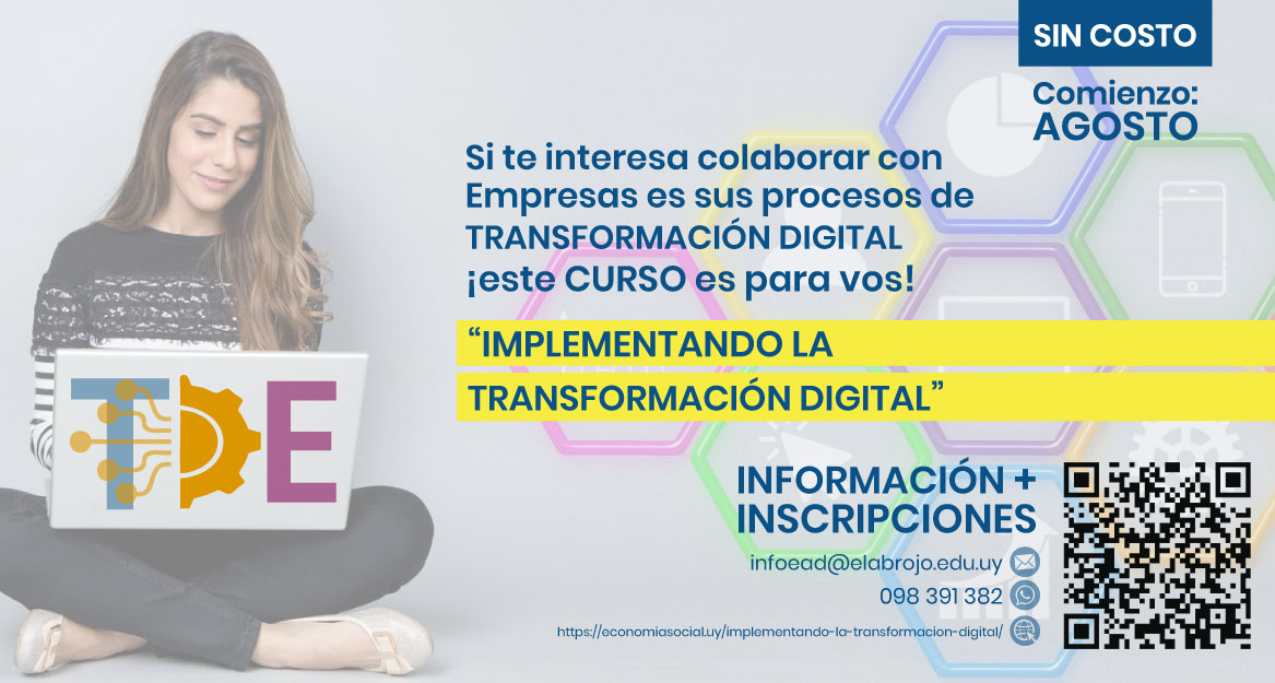 Si te interesa colaborar con Empresas es sus procesos de Transformación Digital, este curso es para vos!

📍Sin Costo
📍Comienzo en Agosto

📍Toda la información e inscripciones: economiasocial.uy/implementando-…