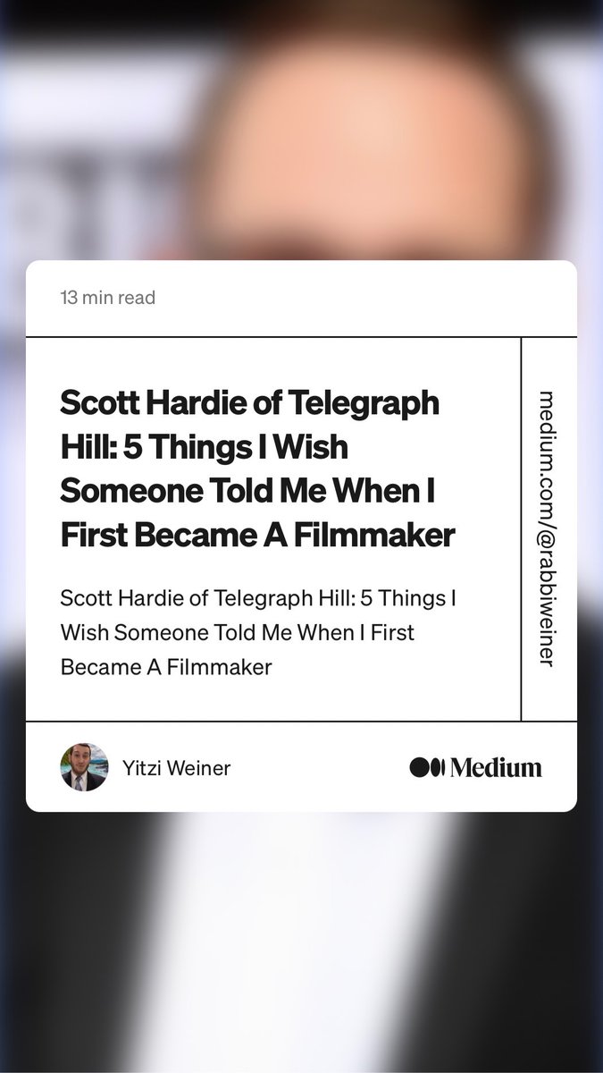 Telegraph__Hill's tweet photo. Scott Hardie answers @Medium  5 Things I Wish Someone Told Me When I First Became A Filmmaker by @rabbiweiner https://t.co/rKhFGGjbXT https://t.co/H9nwWKsXrk