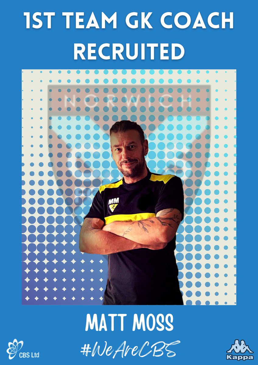 NorwichCBSFC's tweet photo. We are delighted to announce @MattMos91119484 has joined our club as 1st team GK coach.

With over 30yrs playing &amp; 20yrs coaching experience Matt brings with him a wealth of knowledge &amp; is a fantastic addition to our coaching team.

Welcome to the 💙🤍 Matt

#SafeHands
#WeAreCBS https://t.co/ezeGkhTi8l