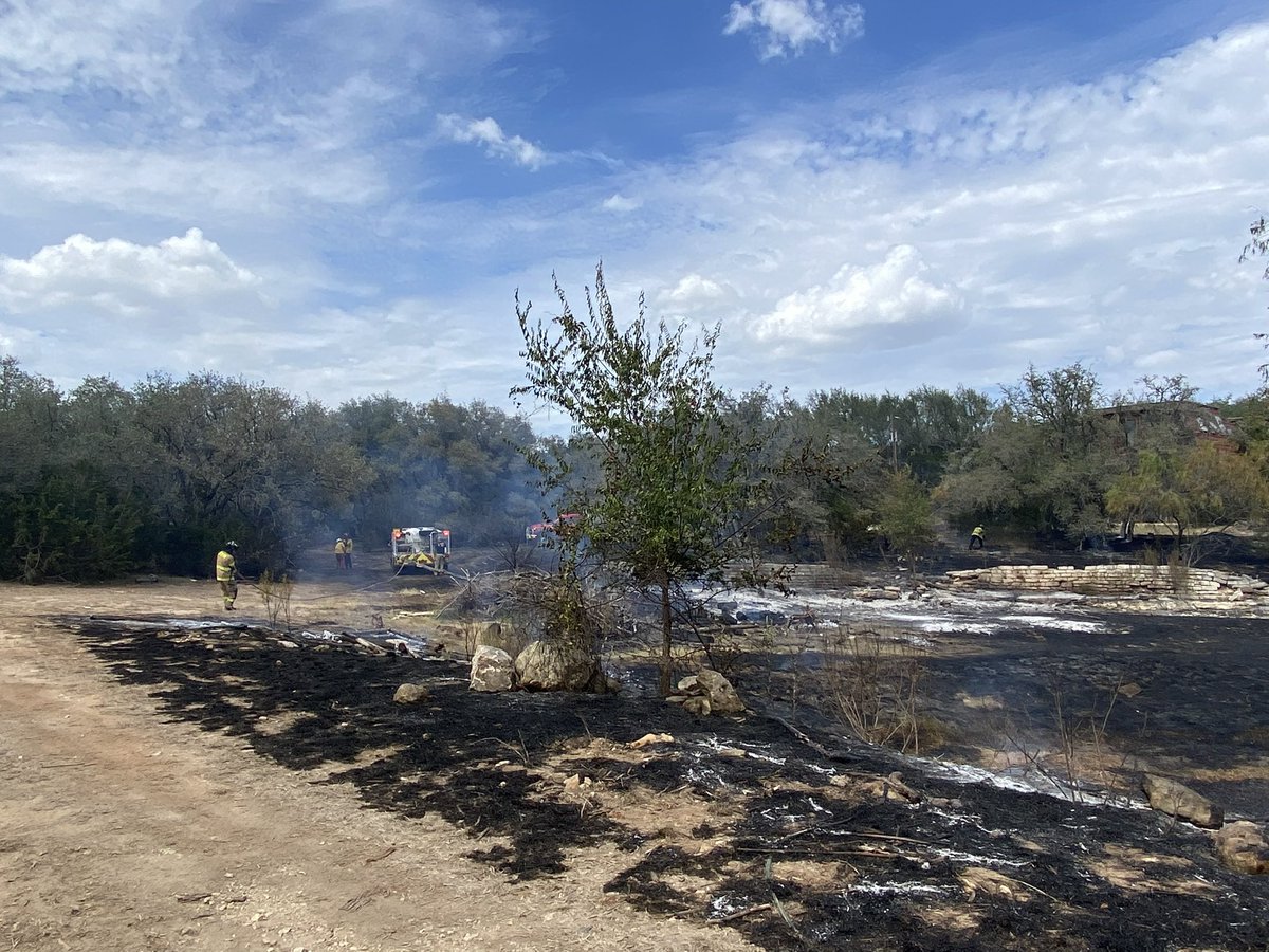 laketravisfire's tweet photo. LTFR firefighters along with Pedernales Fire Department are on scene of a two acre brush fire in the area of Hamilton Pool Road and Bell Springs Rd. The fire is under control and firefighters are mopping up hot spots. https://t.co/JKoWuald8k