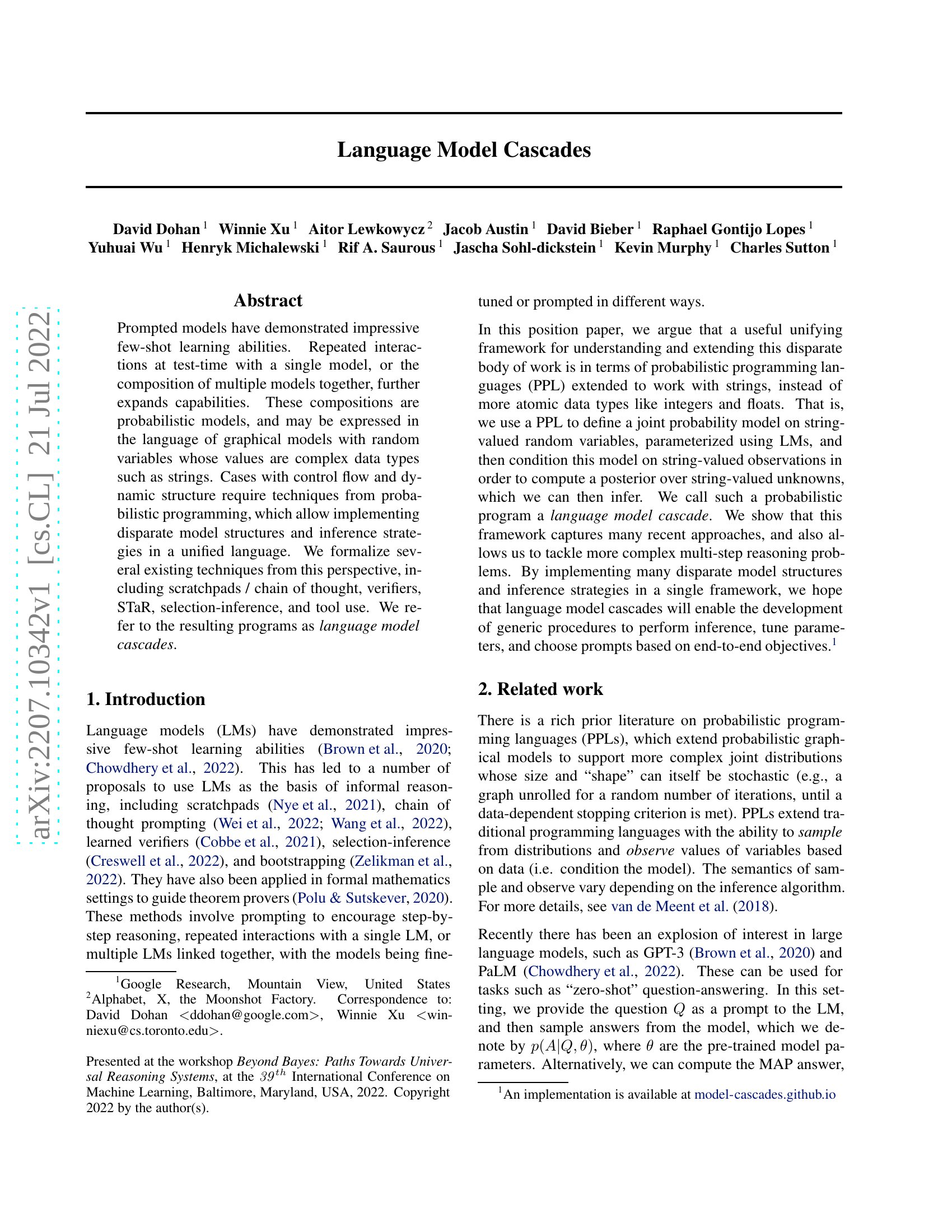 Andrej Karpathy on Twitter "Language Model Cascades https//t.co