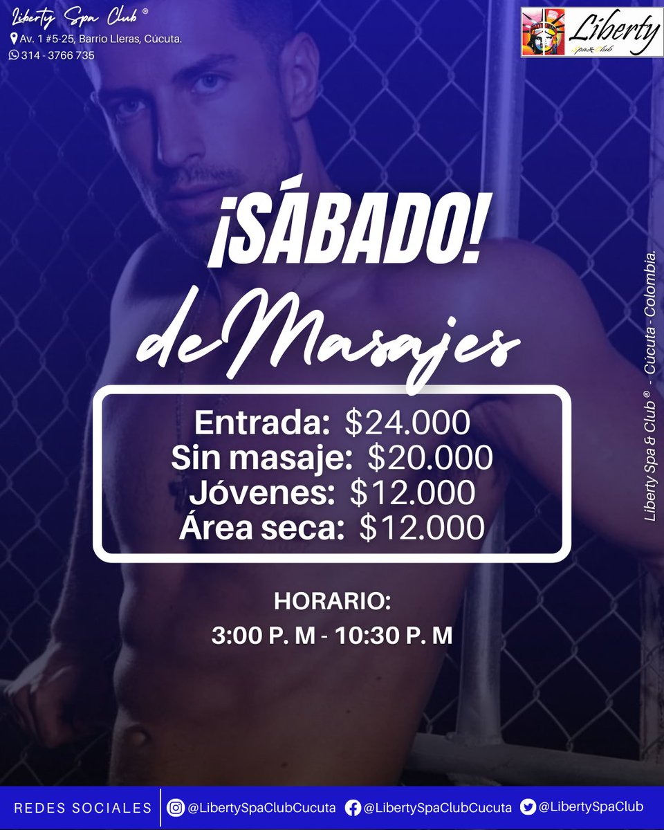 LibertySpaClub's tweet photo. ¡LE DAMOS COMIENZO AL FIN DE SEMANA CHICOS! 🔥😎 visítanos y relájate todo el día. 🤙🏻

Liberty Spa &amp; Club ® | "Diversión y Relax con Propósito".

#LibertySpaClub #memesgay #memeslgbt #memescolombia #hombresgay #cucutanortedesantander #spagay #saunagay #lgtbcolombia #lgbtcucuta https://t.co/raX6rDsLMw