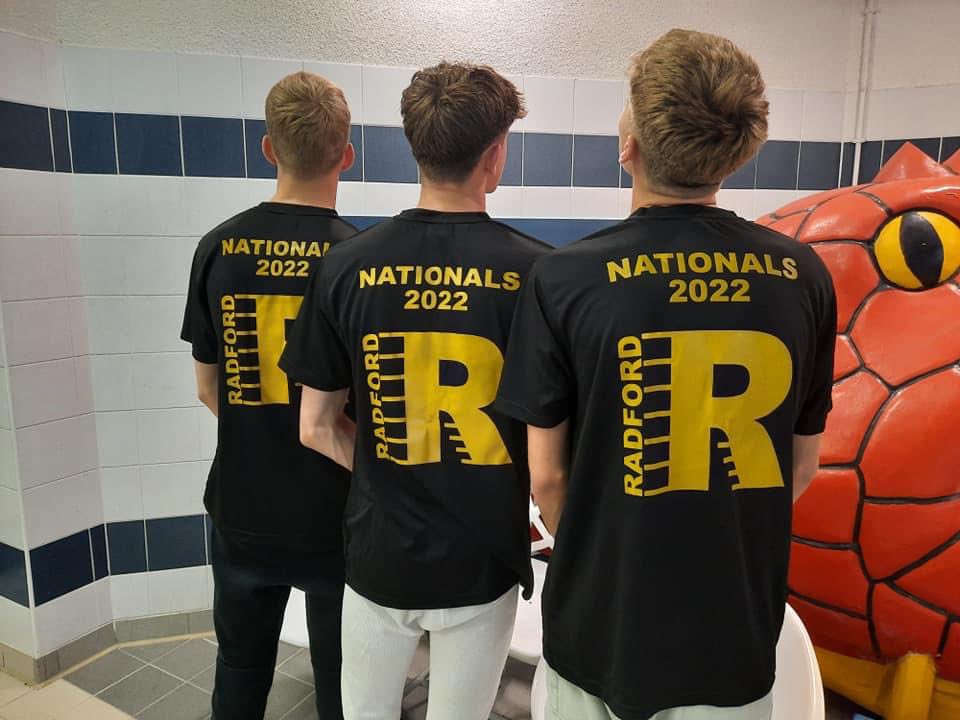 Good luck to team Radford at British #summerchamps22 this week.  James 100 breast tomorrow &amp; 50 breast Sunday.

Ollie 200 fly Sunday &amp; 200 back Thursday 

Alfie 100 fly Tuesday &amp; 50 fly Thursday.

A big thank you to <a href="/SportySwim/">Sally Jones</a> for our national tops x 

Lets smash it guys. 💛 🖤