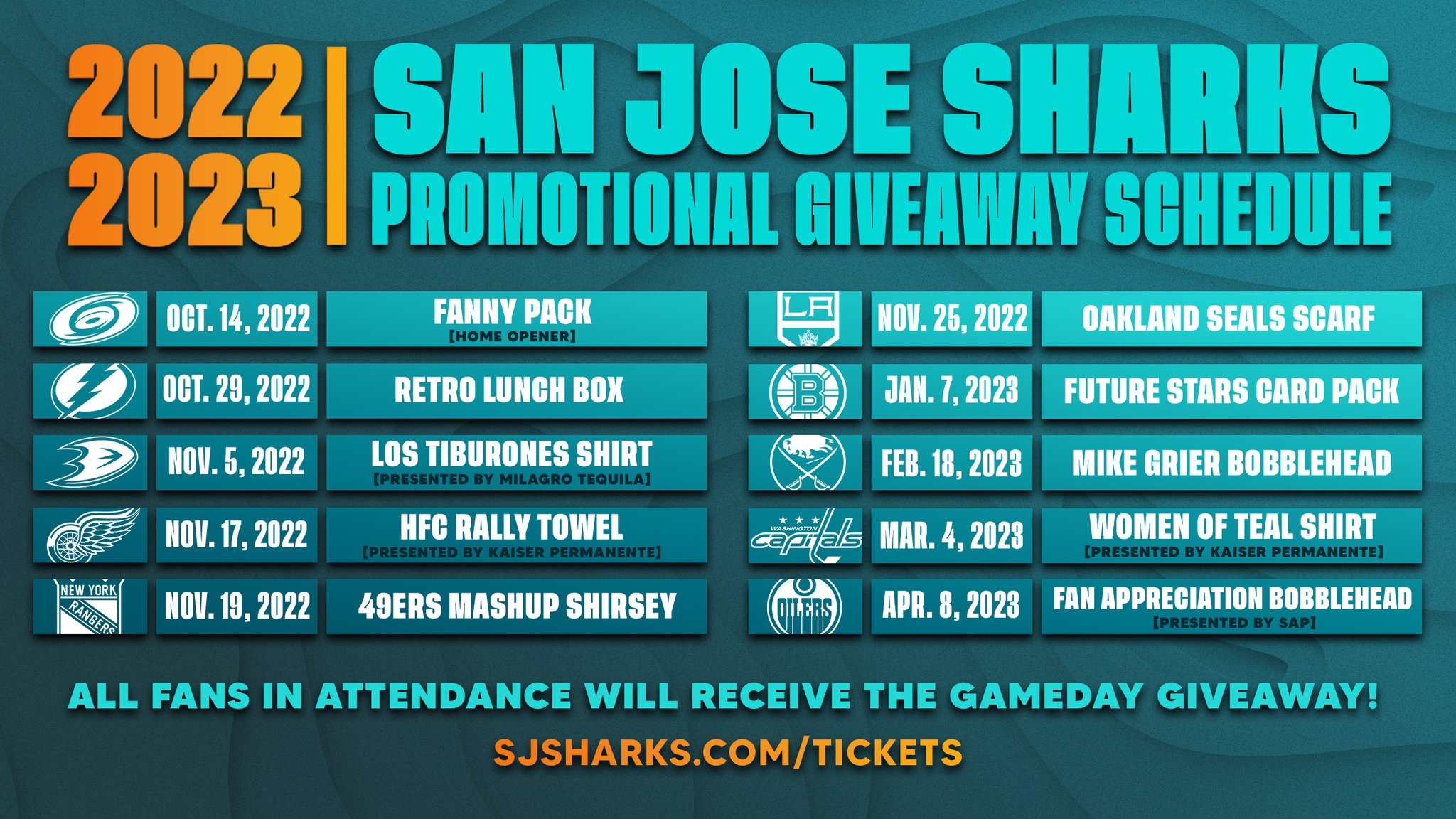 San Jose Sharks on X: #SJSharks Sidewalk Sale coming 🔜 🛍️ ✔️40% off  select Sharks and Barracuda merch ✔️Limited edition game used items  ✔️Raffle for giveaways!  / X