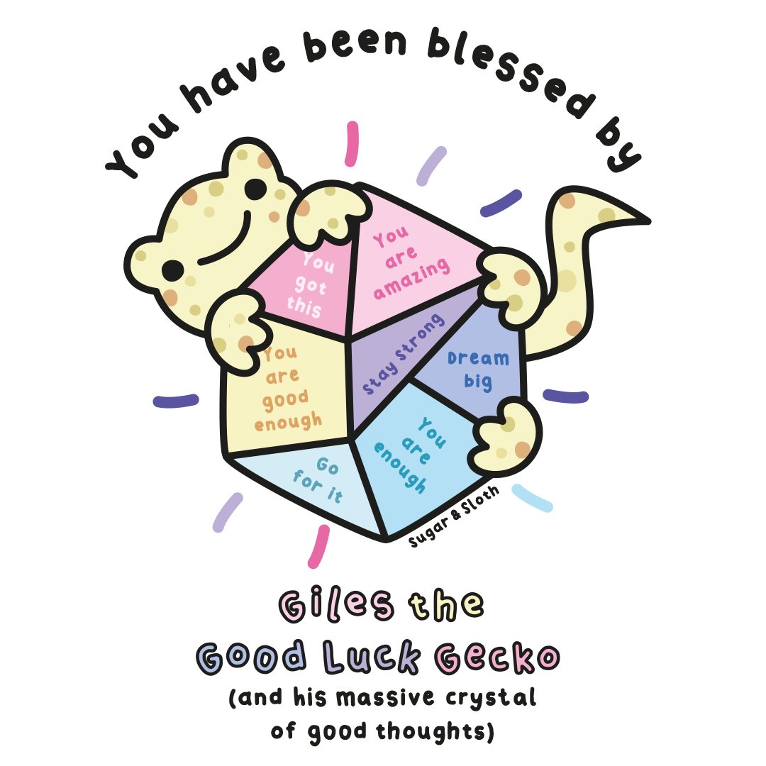 sugarandsloth's tweet photo. Ta-da! 💎
You have been blessed by Giles the Good Luck Gecko.
This weekend, whenever you need a extra little bit of luck, you'll feel his tiny (but oh-so powerful) gecko vibes of good luck reaching out.
#CrystalHealing #feelgoodquotes https://t.co/k35vylNjzN