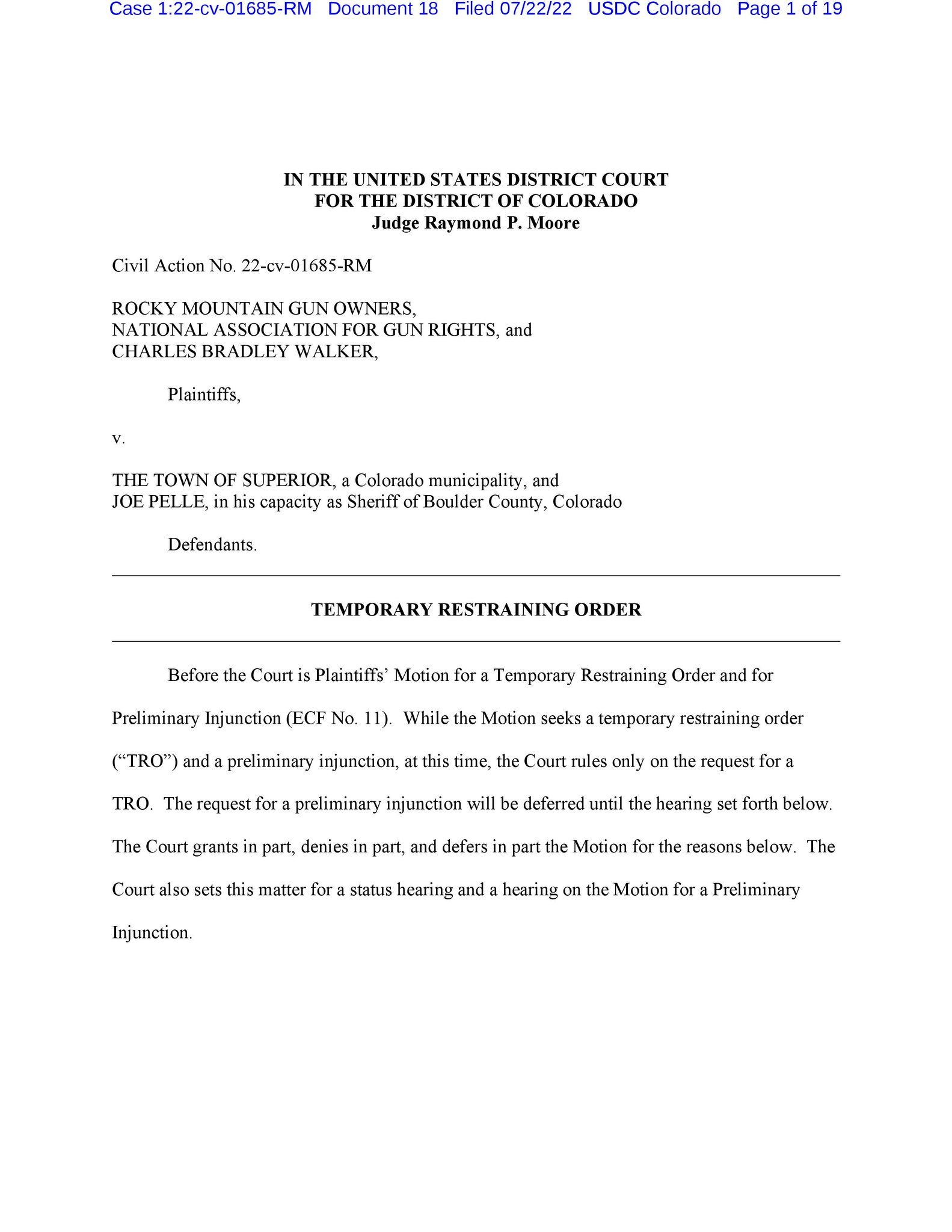 Rob Romano on Twitter: "BREAKING: RMGO v. Town of Superior (D. CO