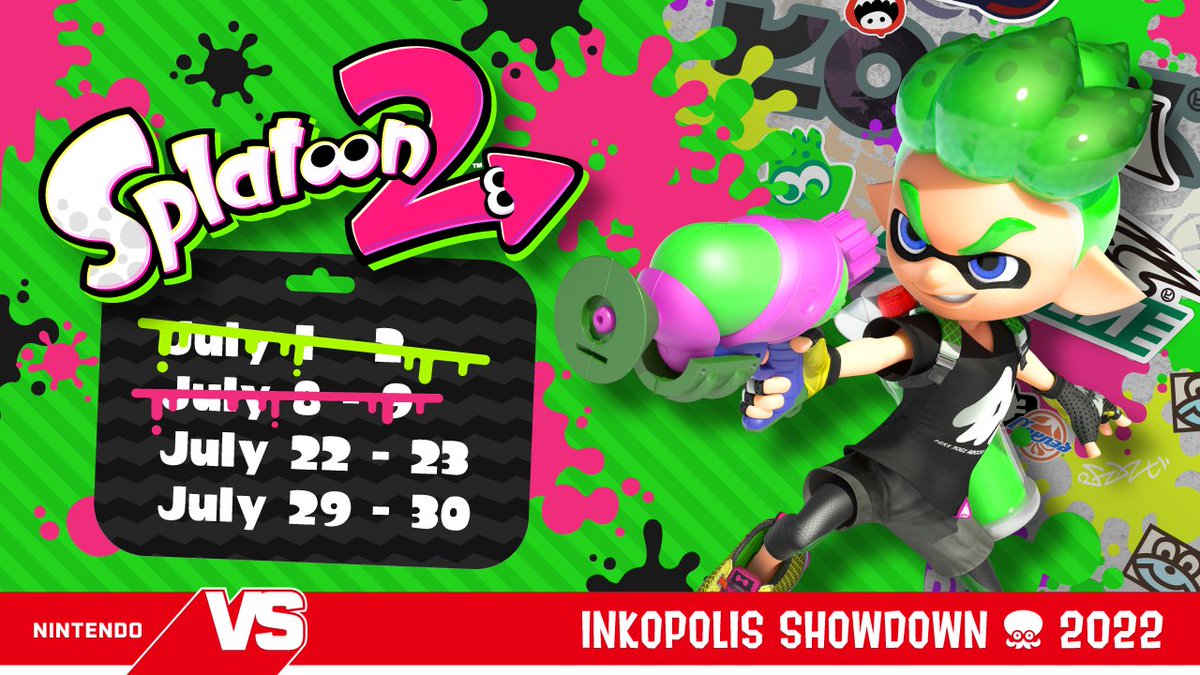 NintendoVS's tweet image. It's almost time to clock in for event #3 of the #Splatoon2 Inkopolis Showdown 2022 tournament! The splatting begins at 4pm PT, and tomorrow's finals livestream kicks off at 2pm PT!

See you there!
ninten.do/6018j88S0