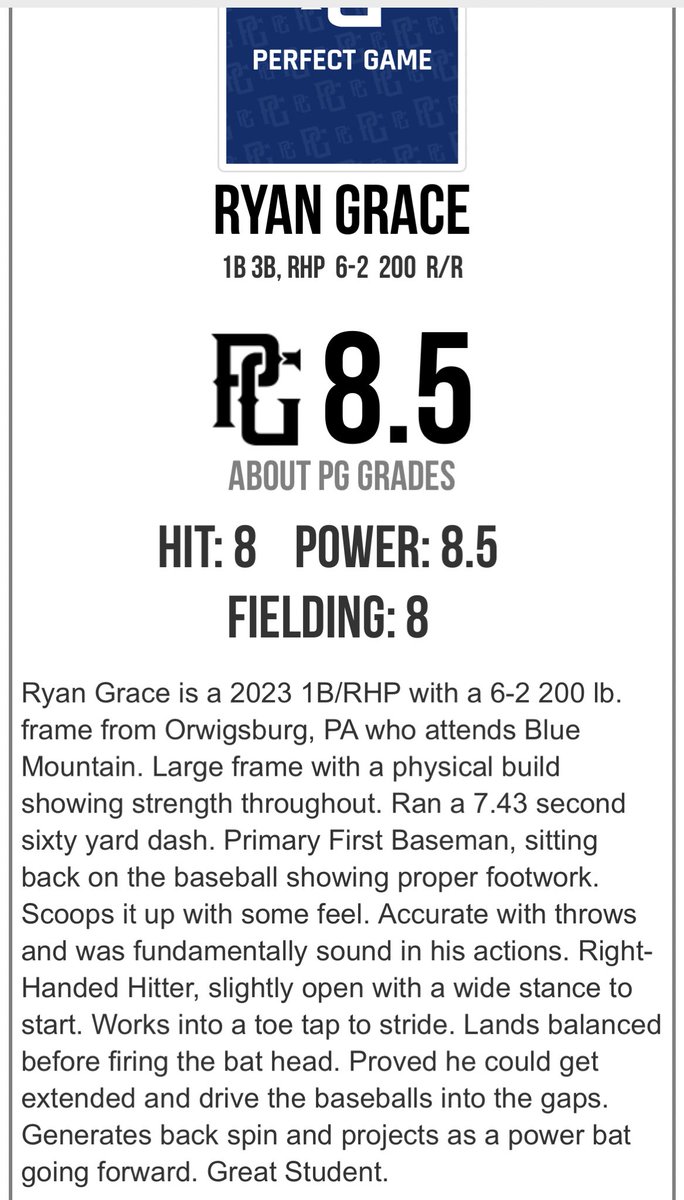 Thankful for my new <a href="/PerfectGameUSA/">Perfect Game USA</a> grade! <a href="/JMAC_PG/">JMAC</a>