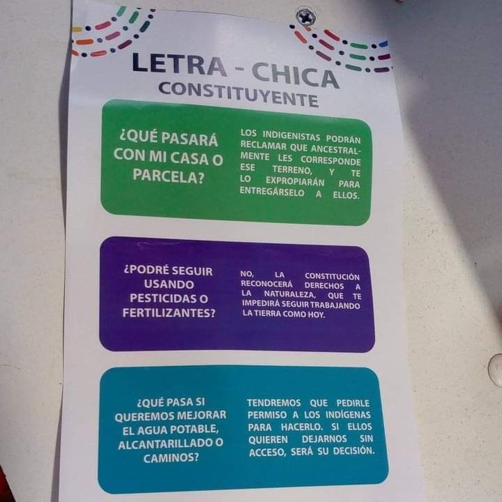 Esto está siendo entregado en una población en Curicó. Encuentro super válidas ambas posiciones, pero desinformar de esta forma está muy mal 👎

#ApruebaSeraHermoso