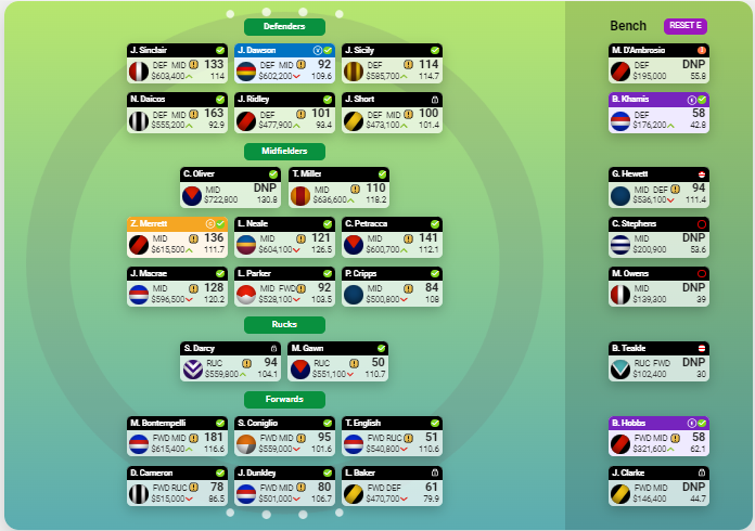 SamAndr02669724's tweet photo. Keen to hear your thoughts @babylon9268. 6 trades left prior to the below. Tigers locked makes it a tad annoying. Leaning 3rd option.

Hewett + D Cameron -> Marshall + Mills (bench Cripps)
Hewett -> Doch (bench Cripps/Daicos)
Cripps + Stephens -> Mills + Culley https://t.co/mN8mPYU4tn