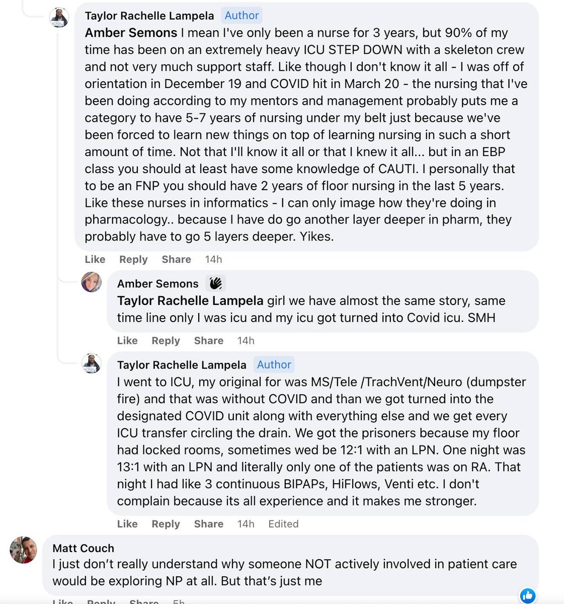 Suburbanbella's tweet photo. I can't with this s**t. I usually redact names, but this farce of NP "education" is now so widespread, there is no one to protect anymore. Too many potential NPs are engaging in this reprehensible behavior-BY CHOICE. These are not real nurses. Real nurses have heart. Patients https://t.co/dy0gzugx2k