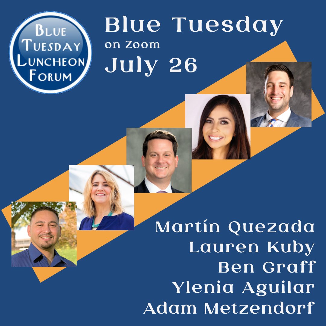 BlueTuesForum's tweet photo. Coming up next week, July 26, the Blue Tuesday Luncheon Forum meeting on Zoom. To sign up, email bluetuesdayluncheon@gmail.com. Nan will send you a link to log on with Zoom or with your phone. #BlueTuesdayLuncheonForum #BTLF #VoteBlue2022 https://t.co/KSeviH1RBX