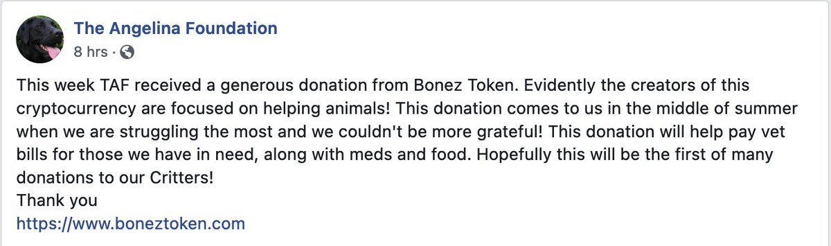 bonez_token's tweet photo. 😍♥️BONEZ MAKES A DIFFERENCE♥️🥰

This is what we're about. Helping dogz, having funz and hopefully making some money along the way.

Let's do something good with crypto for once!

$bonez #bonez @elonmusk #shib #doge https://t.co/z0X7XZxQ9F