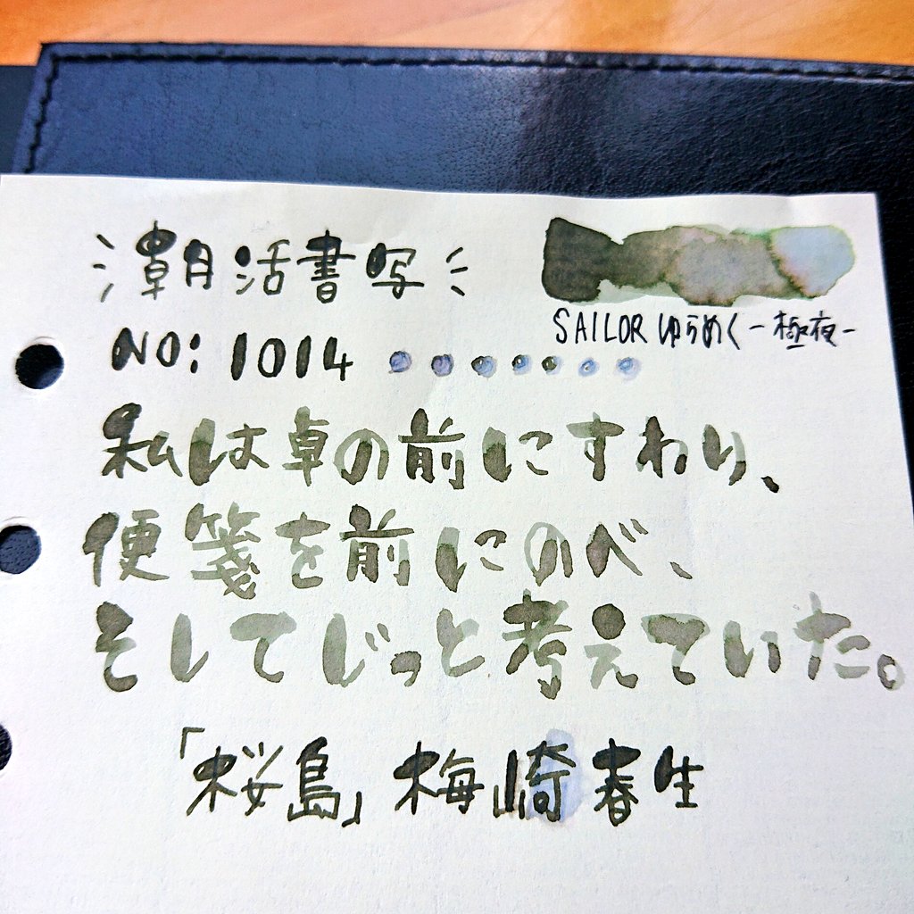 KAI24813337's tweet photo. お題ありがとうございます☺️時差
#朝活書写 #朝活書写_1014 ゆらめくインク極夜×水筆  #朝活書写_1015  ゆらめくインク極夜×iro-utsushi(M) #ゆるっと自主練 https://t.co/XZLOKOiWbh