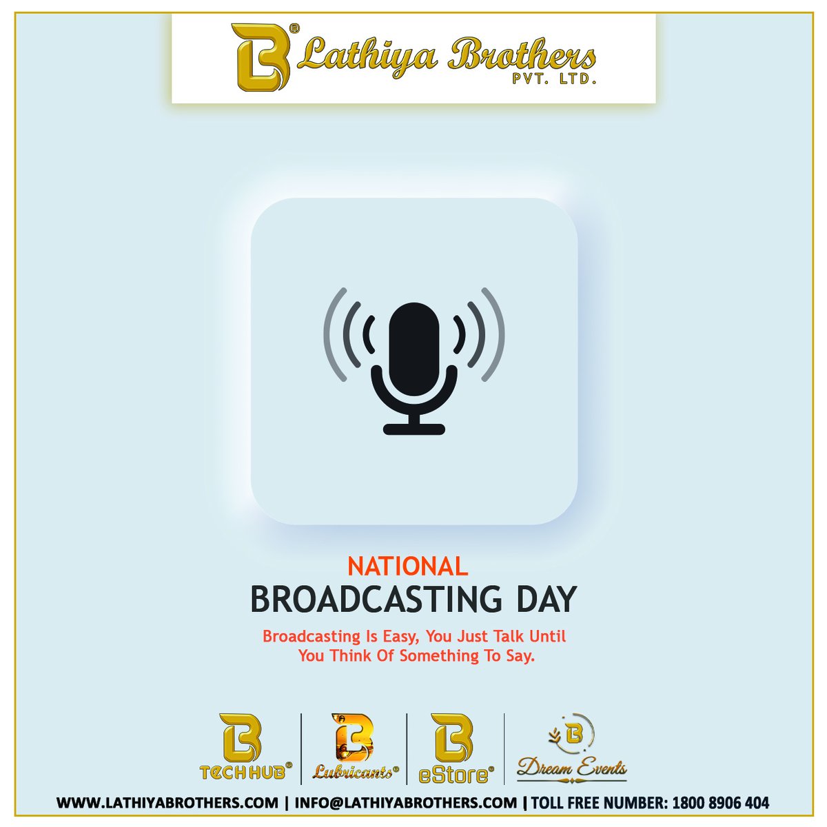 🛰️ National Broadcasting Day 🛰️

#LathiyaBrothers #NationalBroadcastingDay #BroadcastingDay #Radio #Broadcast #Newspaper