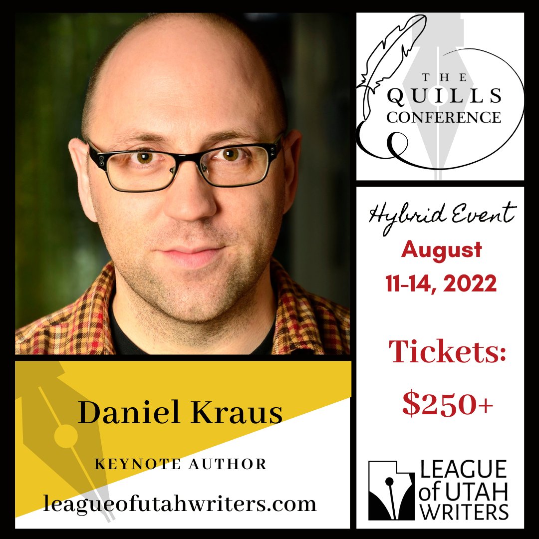 LUWriters's tweet image. Our Quills Keynote speakers!

DANIEL KRAUS is a New York Times bestselling author.

Register at our website: leagueofutahwriters.com/quills-confere… #Quills2022 #leagueofutahwriters