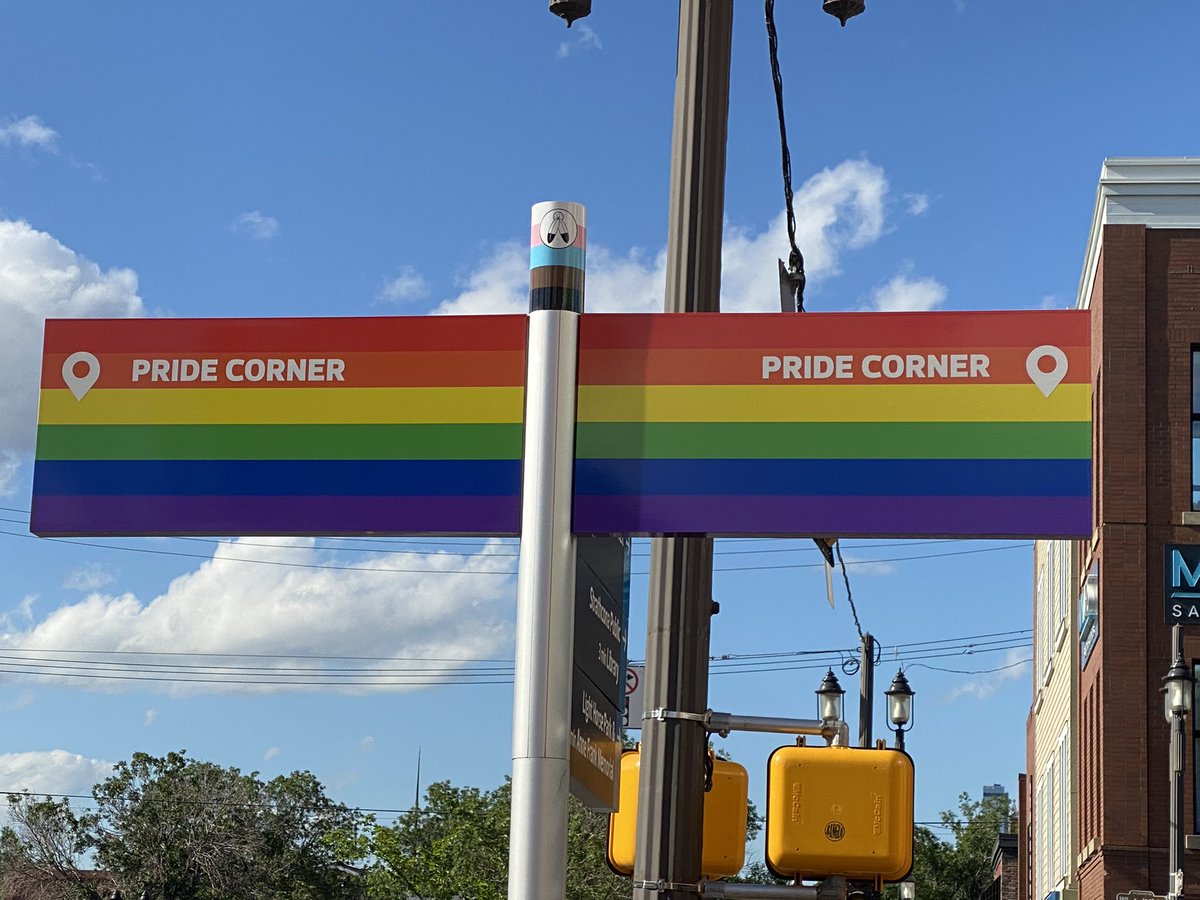 CreatedGay's tweet photo. Thank you @JanisIrwin for being at @PrideCorner for the unveiling of the #PrideCorner sign. @abndpcaucus https://t.co/KcbNmaKIfQ