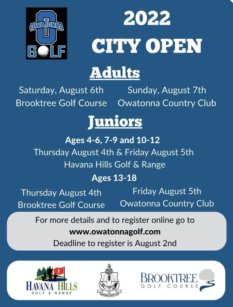 GolfOwatonna's tweet photo. Great tournament in our hometown! Sign up now. https://t.co/52sDrwaKVA