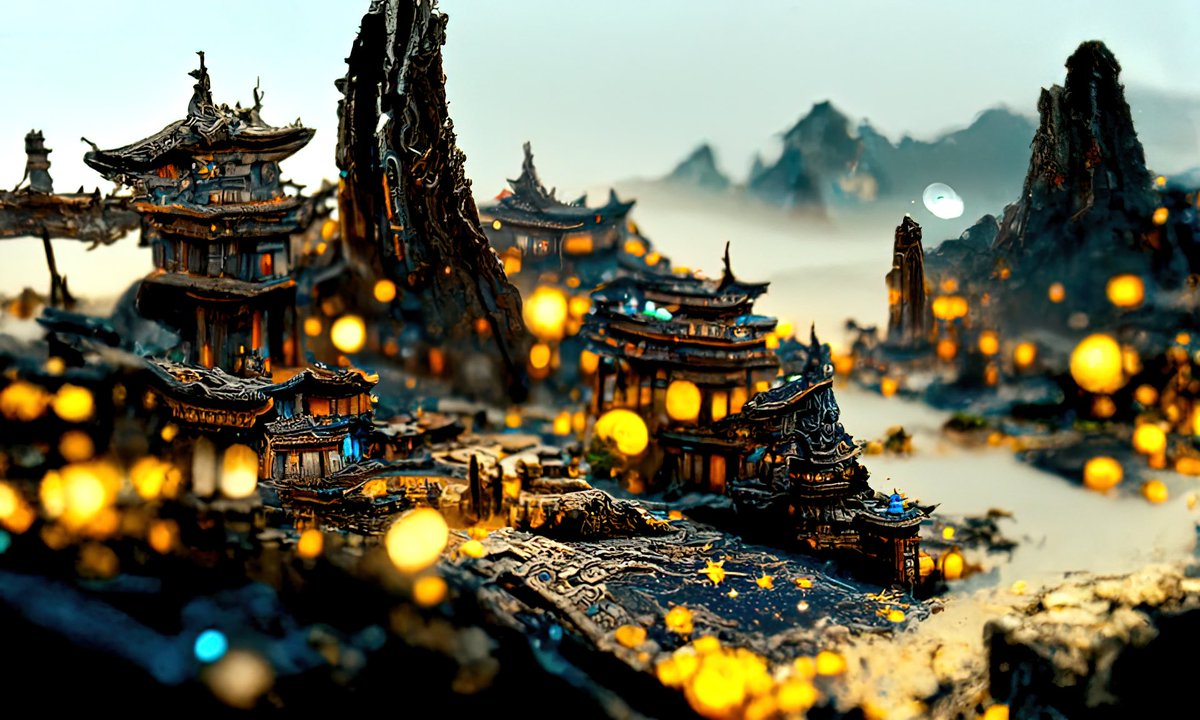 CodeAndDot's tweet image. Prompts: fantasy city, epic atmosphere, 4K #AiArtwork #aiartist #discodiffusion #midjourney #NFTartist