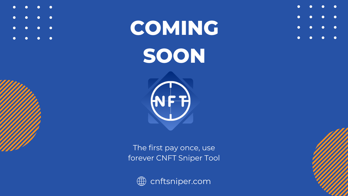 cnftsniper_'s tweet photo. Stay Tuned! We're here to create real value for the CNFT community 🙌
#CNFTCommunity #CNFTs #ADA #CardanoNFT #CardanoCommunity https://t.co/FZ5Noz9khI