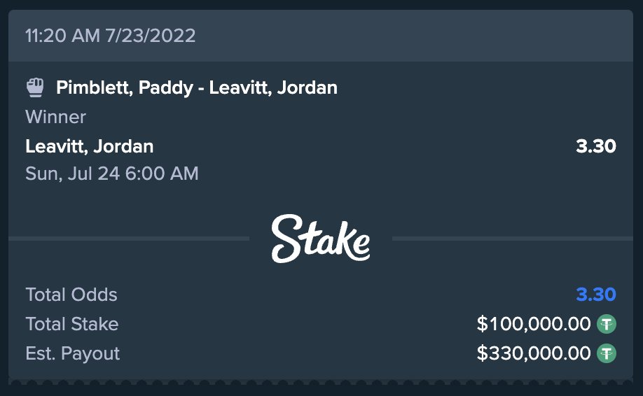 Stake.com (@stake) on Twitter photo It's not only <a href="/theufcbaddy/">Paddy The Baddy</a> and <a href="/jojo_monkeyking/">Jordan Leavitt</a> who will be facing off tomorrow at #UFCLondon 👀
These two punters are laying it all on the line with huge opposing picks 💪🏻 It's not only <a href="/theufcbaddy/">Paddy The Baddy</a> and <a href="/jojo_monkeyking/">Jordan Leavitt</a> who will be facing off tomorrow at #UFCLondon 👀
These two punters are laying it all on the line with huge opposing picks 💪🏻